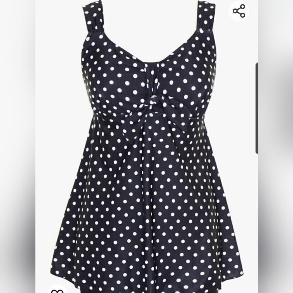 Womens polka dot one piece skirted swimdress size 2X